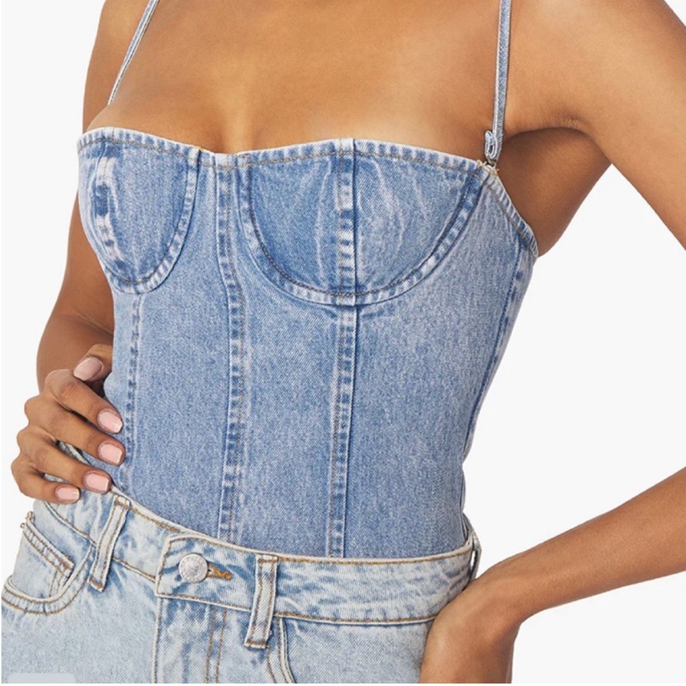 COPY - WeWoreWhat Denim Corset Bustier Tank Top ***RARE** hard to find !